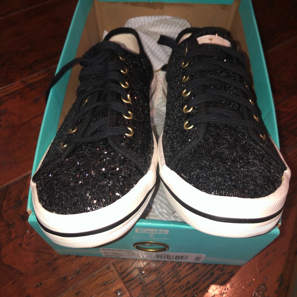 Kate Spade Black Glitter Sneakers